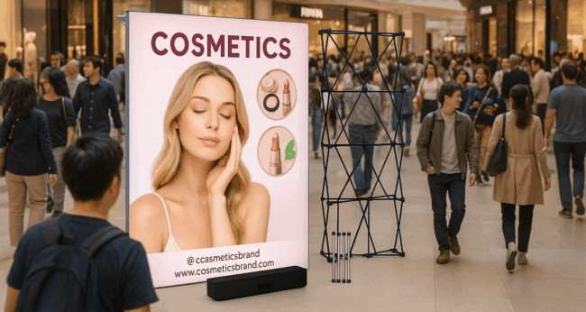 Illustration of Foldable Lightbox Backdrops at malls_Fake Pictured_Creative_OOH_Outdoor_2025